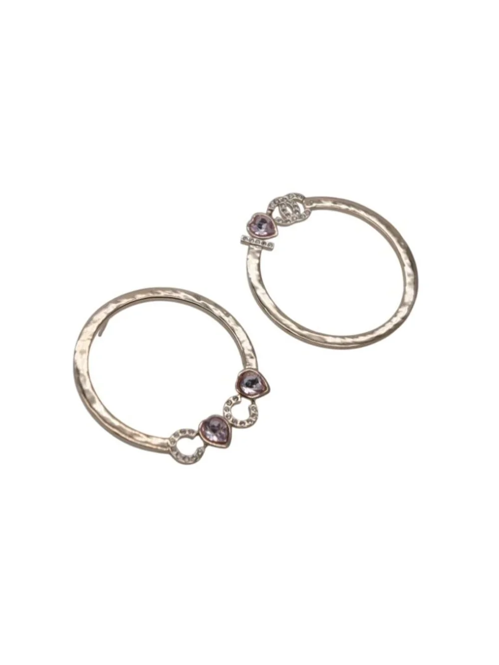 Chanel I Love Coco Heart Stone Earrings Metal Rhinestone Gold